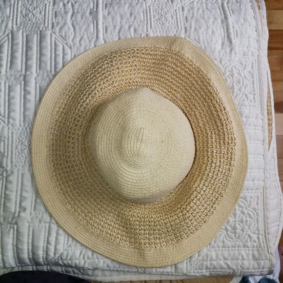 𝅺SARAJANE Light Beige Cottagecore Summer Floppy Style Paper Straw Hat - Picture 7 of 7